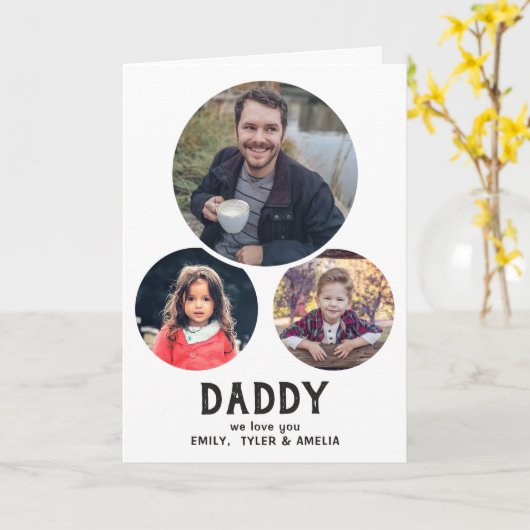 Pap, we houden van je 3 Foto's Vader Dag Kaart (Gele Bloem)