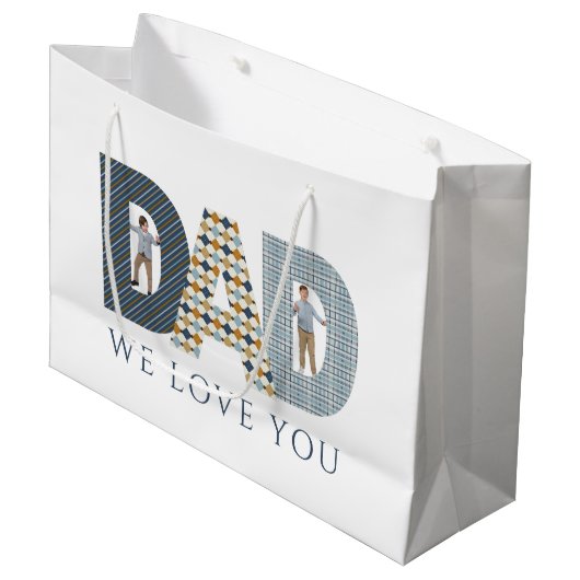 Pap We houden van je foto Gift Bag Groot Cadeauzakje (Voorkant Gekanteld)