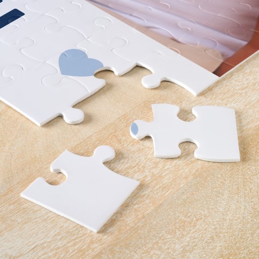 Pap we houden van je foto harten blauwe vaders dag legpuzzel (Zijkant)