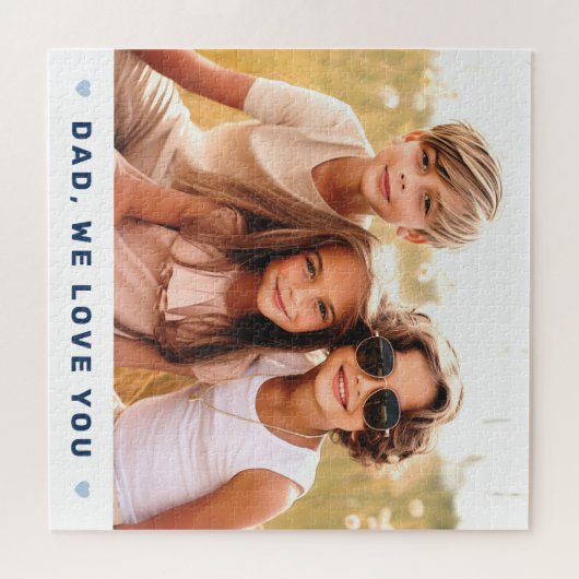 Pap we houden van je foto harten blauwe vaders dag legpuzzel (Horizontaal)