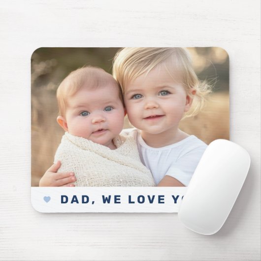 Pap we houden van je foto harten blauwe vaders dag muismat (Met muis)