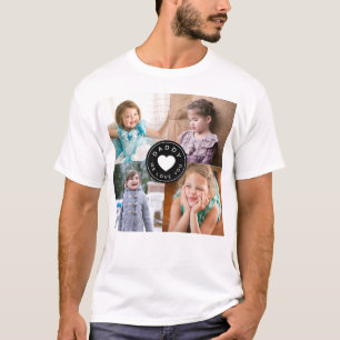 Pap We houden van je hart Kinder 4 Foto Collage T-shirt