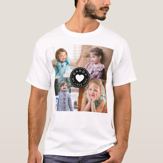 Pap We houden van je hart Kinder 4 Foto Collage T-shirt (Voorkant)