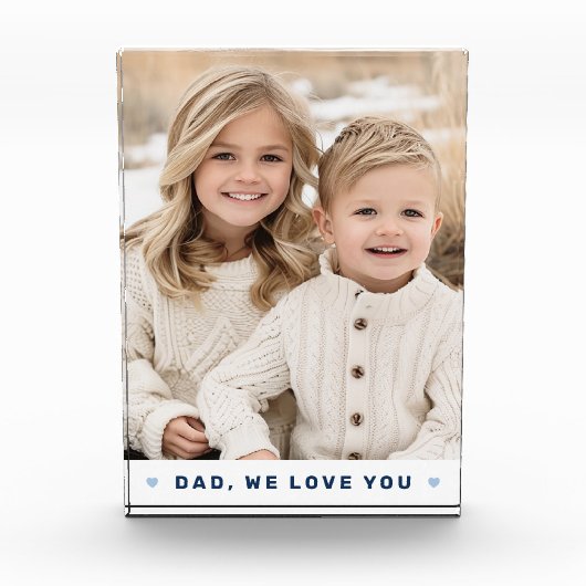 Pap, we houden van je harten blauwe vaders dag fotoblokken (Voorkant)