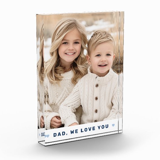 Pap, we houden van je harten blauwe vaders dag fotoblokken (Links)