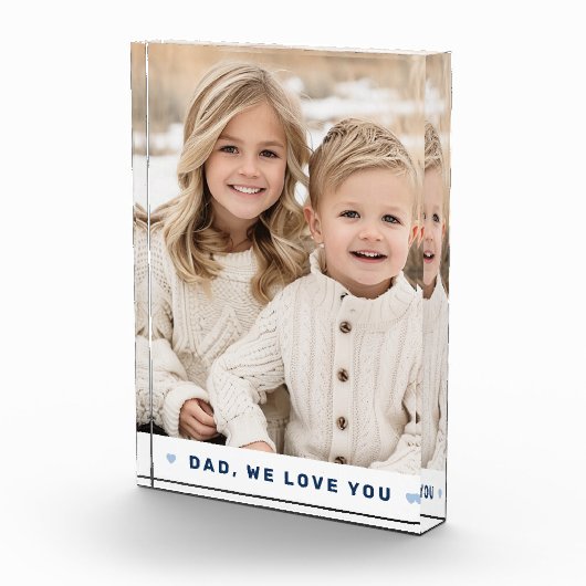 Pap, we houden van je harten blauwe vaders dag fotoblokken (Rechts)