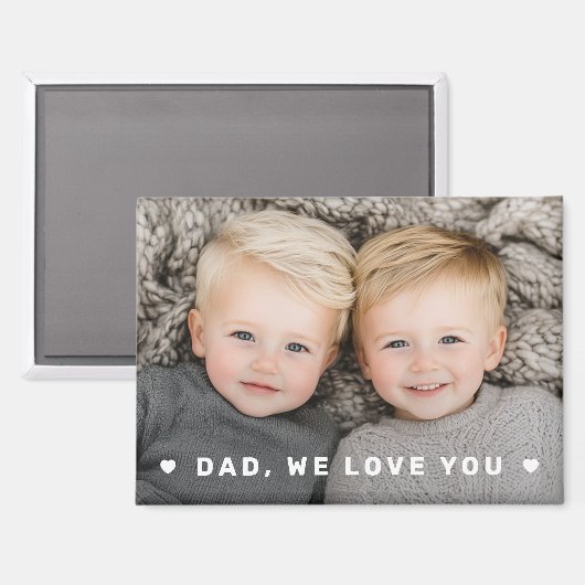 Pap, we houden van je harten overlay Vaderdag foto Magneet (Voorkant / Achterkant)