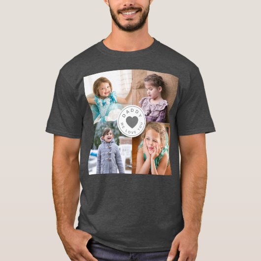 Pap We houden van je Kinder 4 Foto Collage T-shirt (Voorkant)