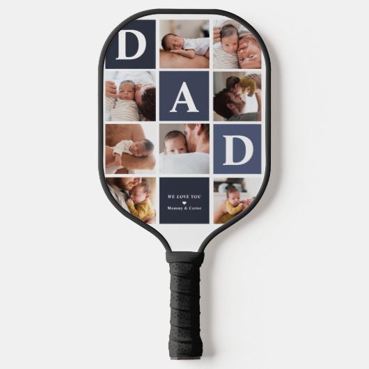 Pap We houden van je | Modern 8 fotokleurenblok Pickleball Paddle (Voorkant)