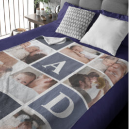 Pap We houden van je | Moderne 8 foto-kleurenblokv Fleece Deken