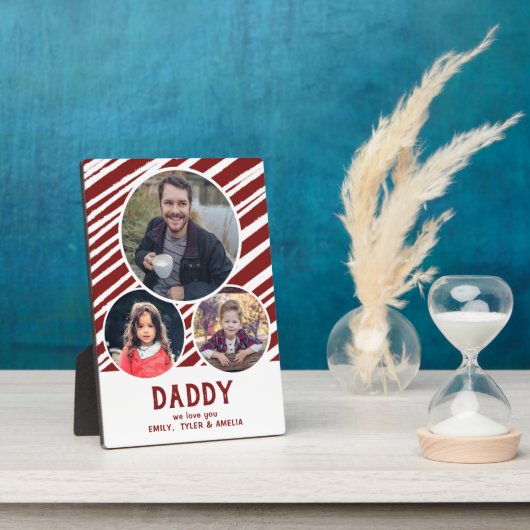 Pap, we houden van je Rode Stripes 3 Foto's Vader  Fotoplaat (Zijkant)