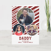 Pap, we houden van je Rode Stripes 3 Foto's Vader  Kaart (Voorkant)