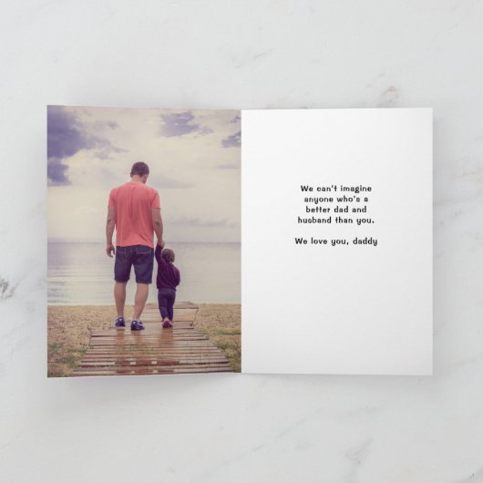 Pap, we houden van je Rode Stripes 3 Foto's Vader  Kaart (Binnen)