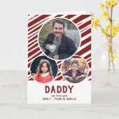 Pap, we houden van je Rode Stripes 3 Foto's Vader  Kaart (Gele Bloem)