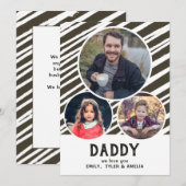 Pap, we houden van je Stripes 3 Foto's Vader Dag Feestdagenkaart (Voorkant / Achterkant)