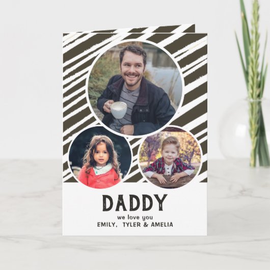 Pap, we houden van je Stripes 3 Foto's Vader Dag Kaart (Voorkant)