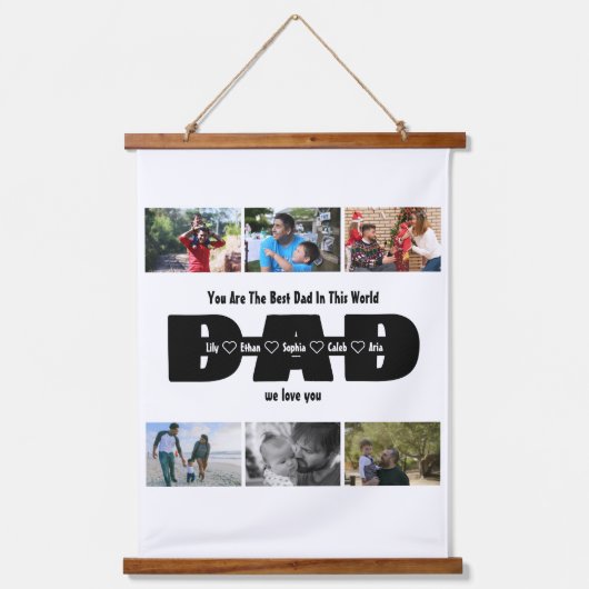 Pap, we houden van je - Vaderdag 6 Fotocollage Hangend Wandkleed (Voorkant)