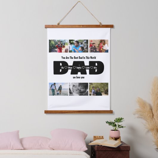 Pap, we houden van je - Vaderdag 6 Fotocollage Hangend Wandkleed (Slaapkamer)
