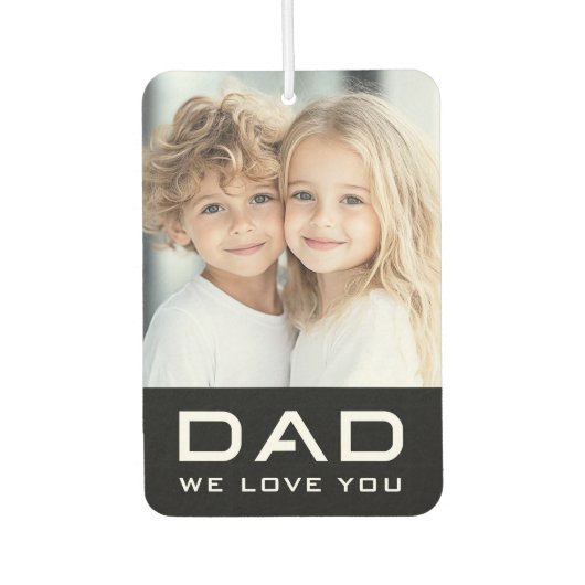 Pap we houden van je vaderdag foto zwart luchtverfrisser (Voorkant)