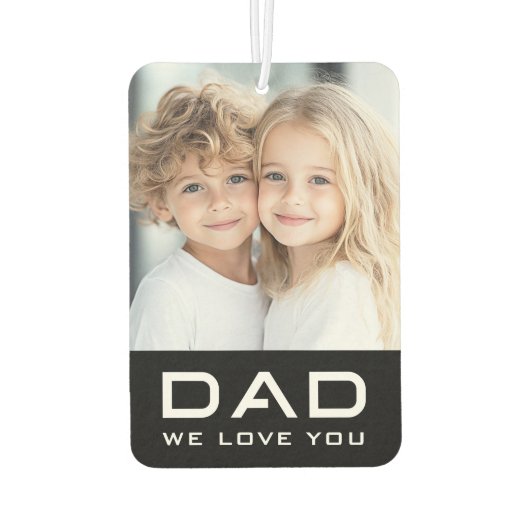 Pap we houden van je vaderdag foto zwart luchtverfrisser (Achterkant)