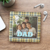 Pap We Love You Blauw Geel Plaid Custom Foto Stenen Onderzetter