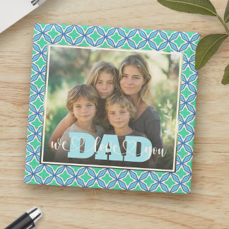 Pap We Love You Blauw Groen Custom Foto Stenen Onderzetter