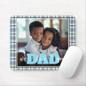 Pap We Love You Blue Plaid Custom Foto Muismat (Met muis)
