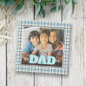Pap We Love You Blue Plaid Custom Foto Stenen Onderzetter