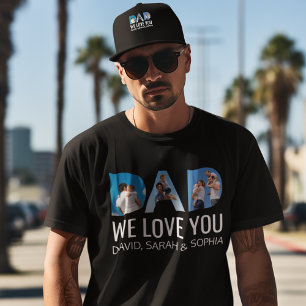 Pap We Love You Custom 3 Foto Vaders Dag Grappig T-shirt