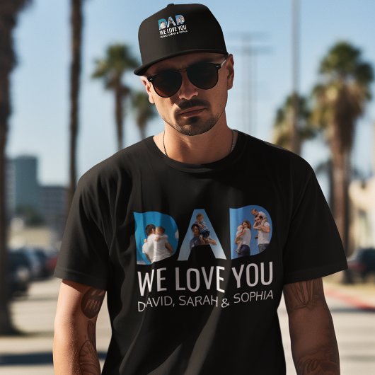 Pap We Love You Custom 3 Foto Vaders Dag Grappig T-shirt