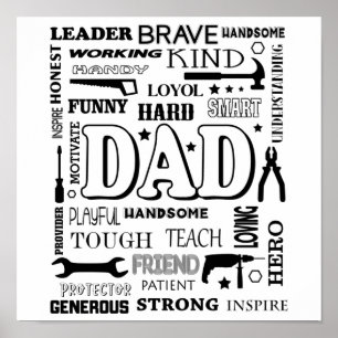 Pap Word Art, pap Gift, grappige citaten pap Poster