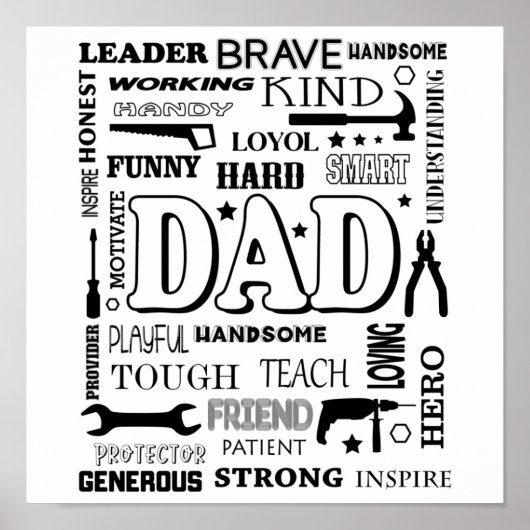 Pap Word Art, pap Gift, grappige citaten pap Poster (Voorkant)