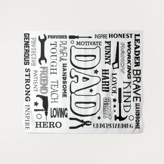 Pap Word Art, pap Gift, grappige citaten pap Wandkleed (Voorkant (horizontaal))