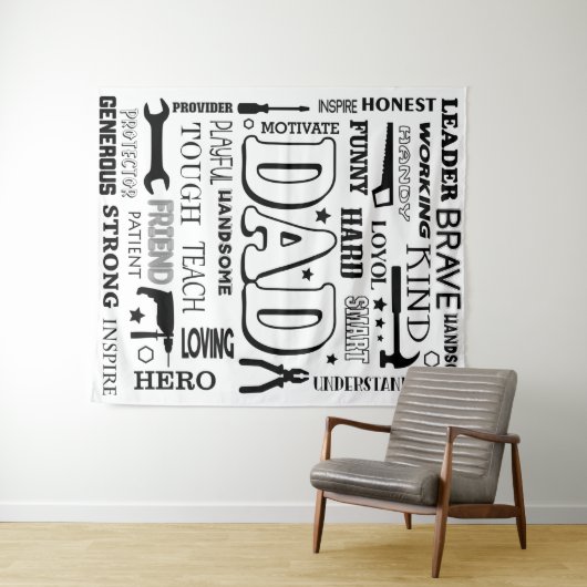 Pap Word Art, pap Gift, grappige citaten pap Wandkleed (In Situ (horizontaal))