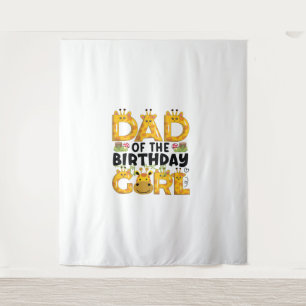 Papa 1e verjaardag meisje giraffe thema feest dier wandkleed