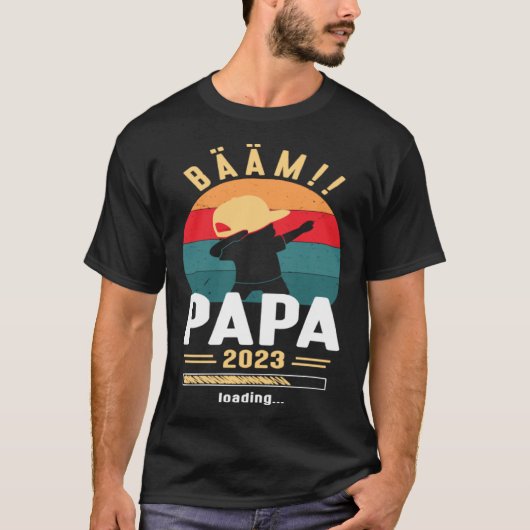 Papa 2023 Loading Dabbing Papa Working Dad Announc T-shirt (Voorkant)