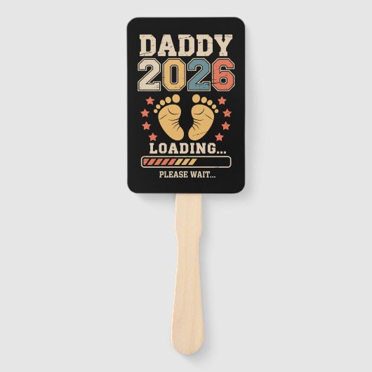 Papa 2026 Laadt Baby Aankondiging Verwacht Vader Handwaaier (Voorkant)
