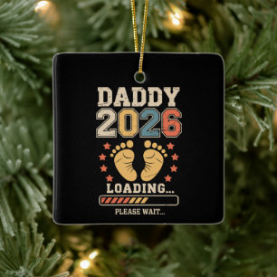 Papa 2026 Lade Baby Aankondiging Verwacht Vader Keramisch Ornament