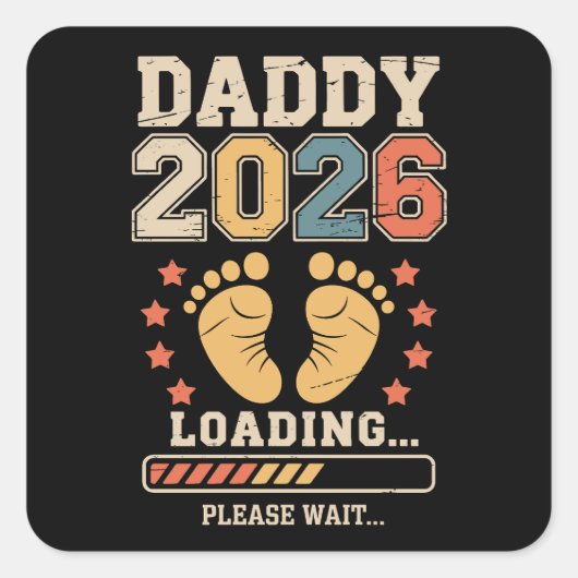 Papa 2026 Lade Baby Aankondiging Verwacht Vader Vierkante Sticker (Voorkant)