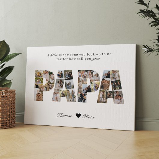Papa 28 Fotocollage Keepsake voor papa of opa Canvas Afdruk