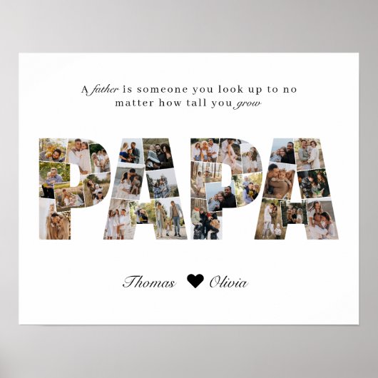 Papa 28 Fotocollage Keepsake voor papa of opa Poster (Voorkant)