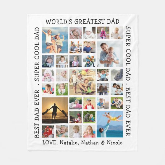 Papa 33 Aangepaste Gezegden voor fotocollage Fleece Deken (Voorkant)