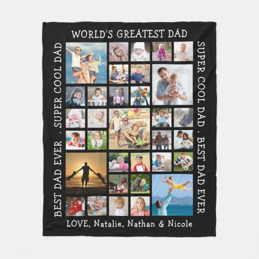 Papa 33 Aangepaste Gezegden voor fotocollage Fleece Deken (Voorkant)