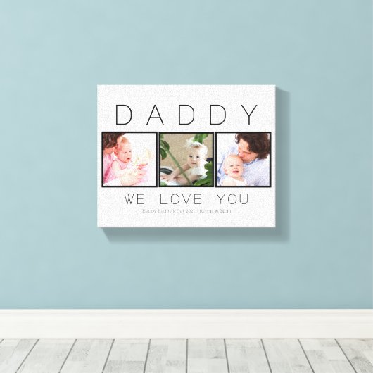 Papa 3 Foto Vaderdag Canvas Afdruk (Insitu (Houten vloer))