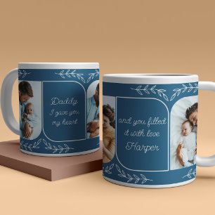 Papa 3 Verticale foto's van woorden gepersonalisee Grote Koffiekop
