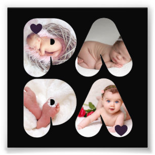 PAPA 4 x Foto Collage Cadeau voor vaders Papa Afdruk