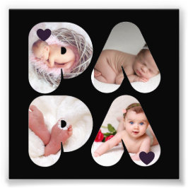 PAPA 4 x Foto Collage Cadeau voor vaders Papa Foto Afdruk