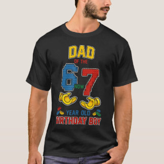 Papa 67 Meme Verjaardag 7 Jaar Oud Bouwblokken T-shirt