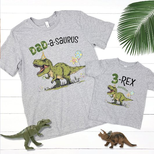 Papa-a-saurus Dinosaur Thema Kids Verjaardagsfeest T-shirt