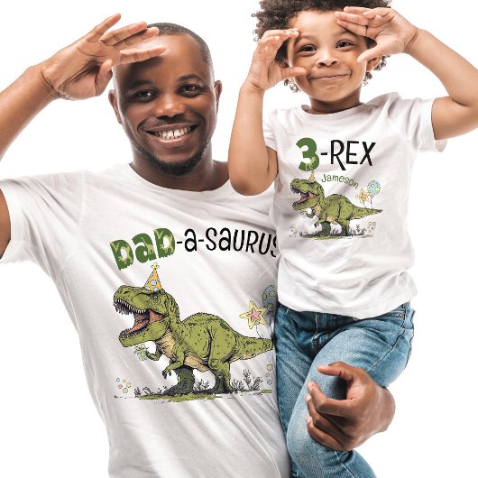 Papa-a-saurus Dinosaur Thema Kids Verjaardagsfeest T-shirt